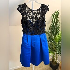 Theia Dress Women 8 Blue Lace Cocktail Party Holiday